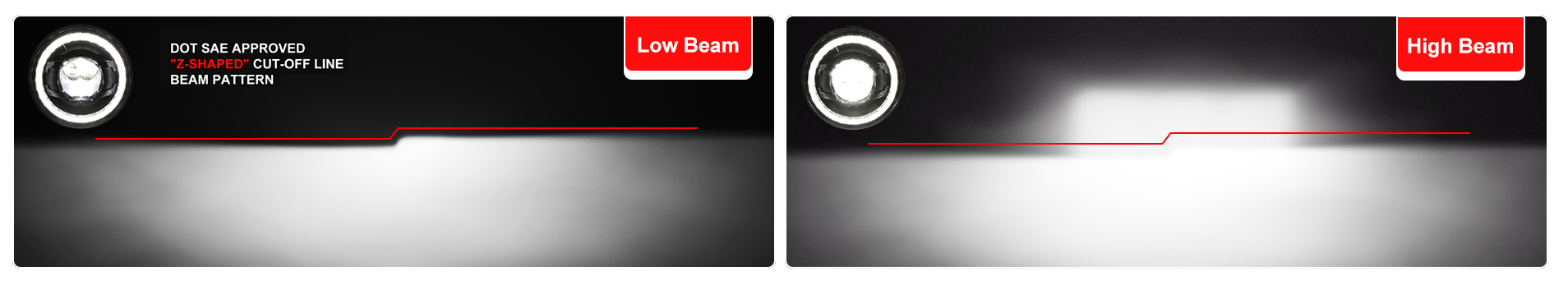 Z-Shaped Cutoff Low and High Beam