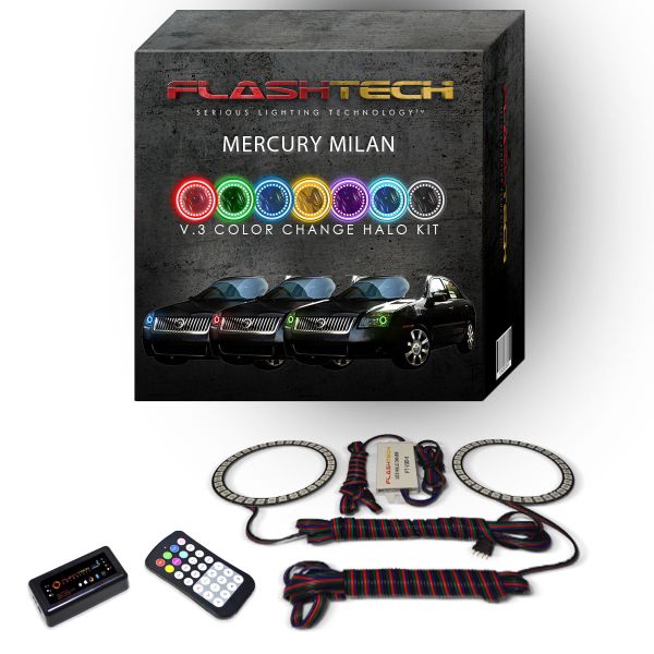 Mercury Milan 2006-2009 V.3 Fusion Color Change LED Halo Headlight Kit with Bluetooth RF Remote