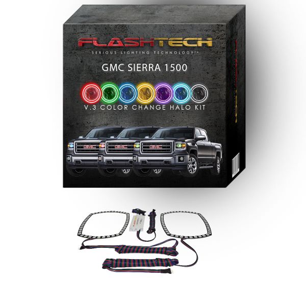 GMC Sierra V.3 Fusion Color Change LED Halo Headlight Kit 2014-2015