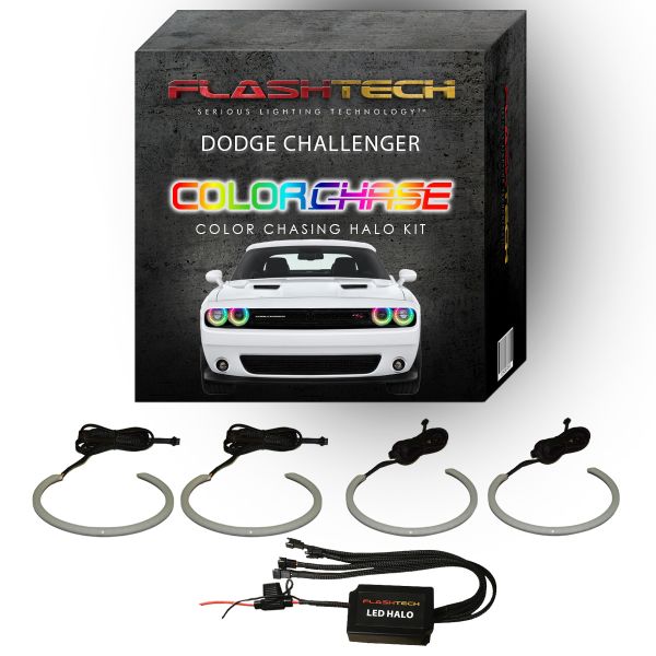 Dodge Challenger 2015-2019 Color Chase External Mount Waterproof LED Halo Headlight Kit