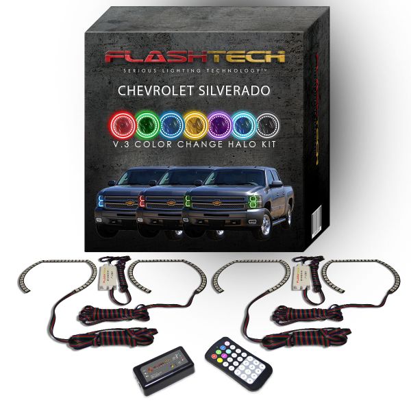 Chevrolet Silverado 2007-2013 V.3 Fusion Color Change LED Halo Headlight Kit with Colorfuse RF Remote