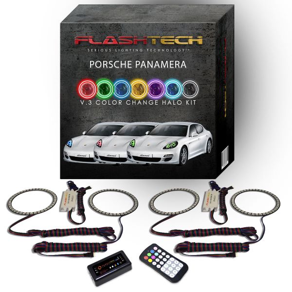 Porsche Panamera 2010-2013 V.3 Fusion Color Change LED Halo Headlight Kit with Bluetooth RF Remote