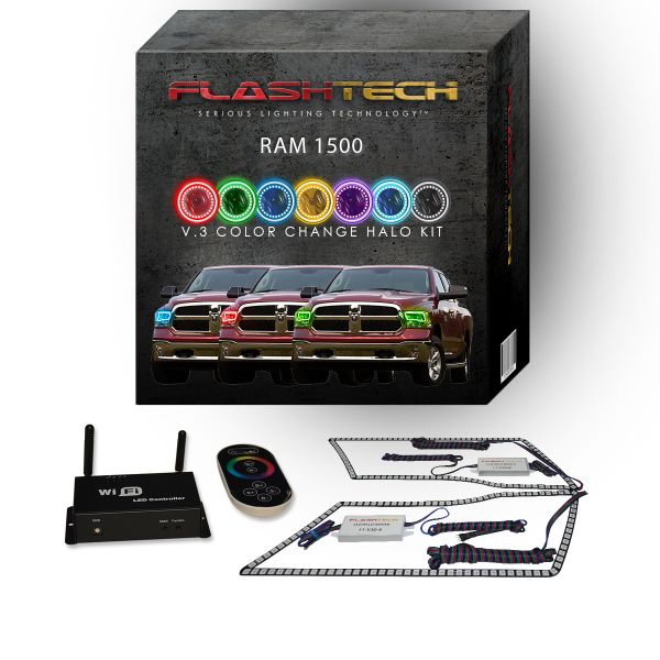 Dodge Ram Sport 2009-2016 V.3 Fusion Color Change LED Halo Headlight Kit with Wifi Remote
