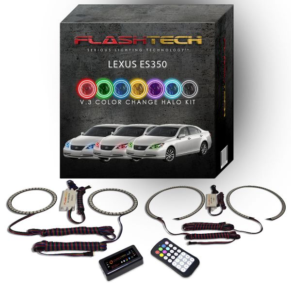Lexus ES350 2007-2009 V.3 Fusion Color Change LED Halo Headlight Kit with Bluetooth RF Remote