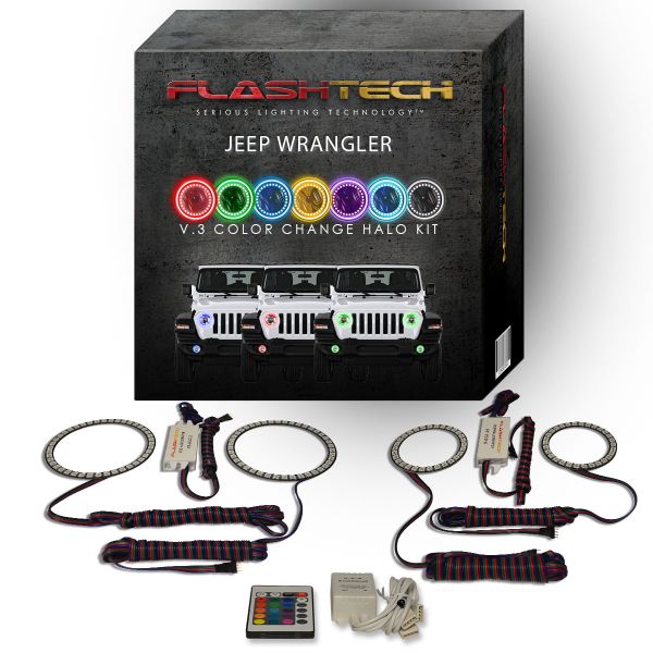 Jeep Wrangler JL V.3 Fusion Color Change Headlight & LED Halo Fog Light Kit 2018-2019 V.3 Fusion Color Change LED Halo Headlight and Fog light Kit with IR Remote