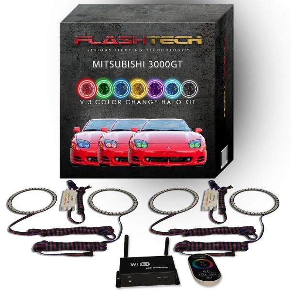 Mitsubishi 3000GT 1994-1998 V.3 Fusion Color Change LED Halo Headlight Kit with Wifi Remote