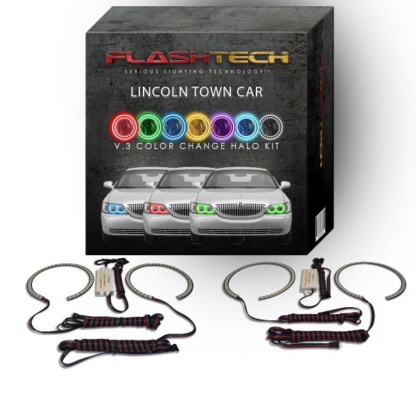 Lincoln Town Car V.3 Fusion Color Change LED Halo Headlight Kit 2005-2011