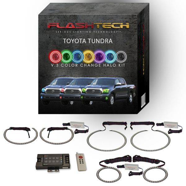 Toyota Tundra V.3 Fusion Color Change Headlight & LED Halo Fog Light Kit 2007-2013 V.3 Fusion Color Change LED Halo Headlight and Fog light Kit with RF Remote