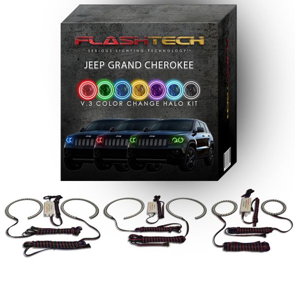 Jeep Grand Cherokee V.3 Fusion Color Change LED Halo Headlight Kit 2011-2013