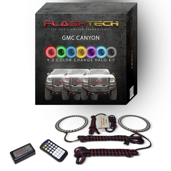 GMC Canyon 2015-2018 V.3 Fusion Color Change LED Halo Headlight Kit with Colorfuse RF Remote