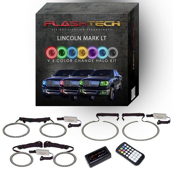 Lincoln Mark LT V.3 Fusion Color Change Headlight & LED Halo Fog Light Kit 2006-2008 V.3 Fusion Color Change LED Halo Headlight and Fog light Kit with App Control RF Remote