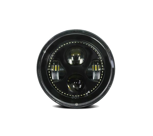 7" Round Headlight 7020 Assembly - Single with White Halos Installed