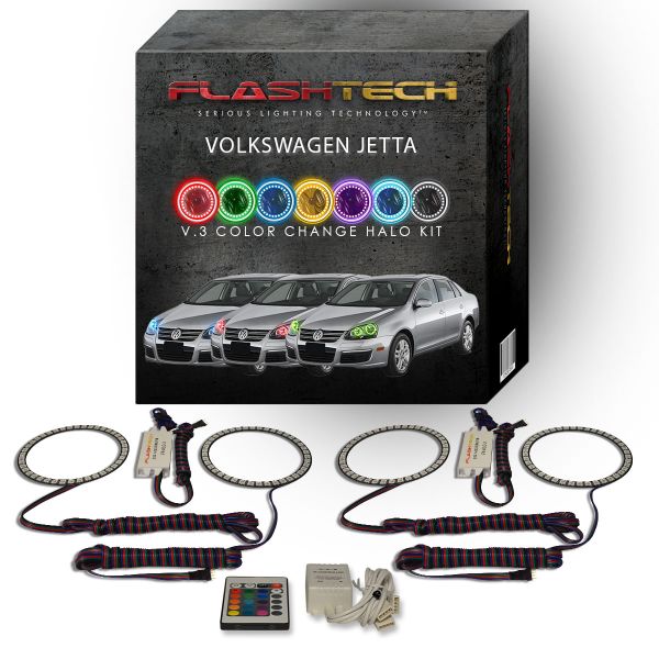 Volkswagen Jetta 2005-2010 V.3 Fusion Color Change LED Halo Headlight Kit with IR Remote