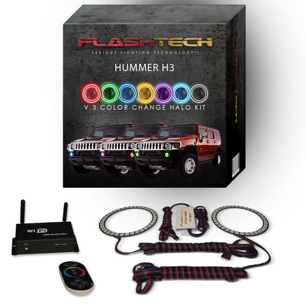 Hummer H3 2006-2010 V.3 Fusion Color Change LED Halo Fog light Kit with Wifi Remote