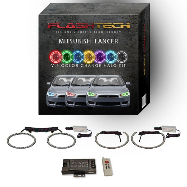 Mitsubishi Lancer 2008-2016 V.3 Fusion Color Change LED Halo Headlight Kit with RF Remote