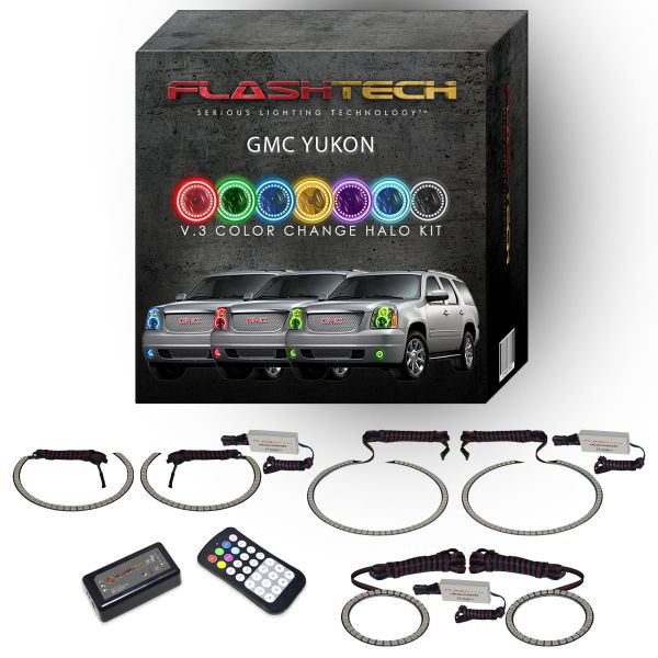 GMC Yukon V.3 Fusion Color Change Headlight & LED Halo Fog Light Kit 2007-2013 V.3 Fusion Color Change LED Halo Headlight and Fog light Kit with Colorfuse RF Remote