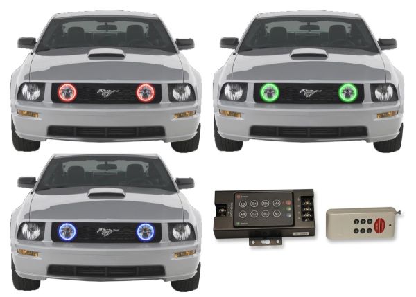 Ford Mustang 2010-2014 V.3 Fusion Color Change LED Halo Fog Light Kit with RF Remote