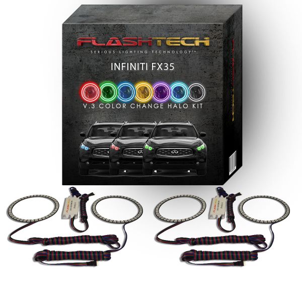 Infiniti FX35 V.3 Fusion Color Change LED Halo Headlight Kit 2009-2012