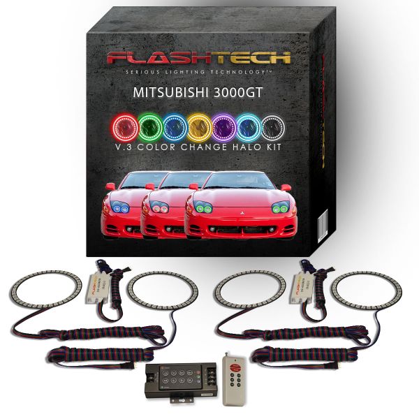 Mitsubishi 3000GT 1994-1998 V.3 Fusion Color Change LED Halo Headlight Kit with RF Remote