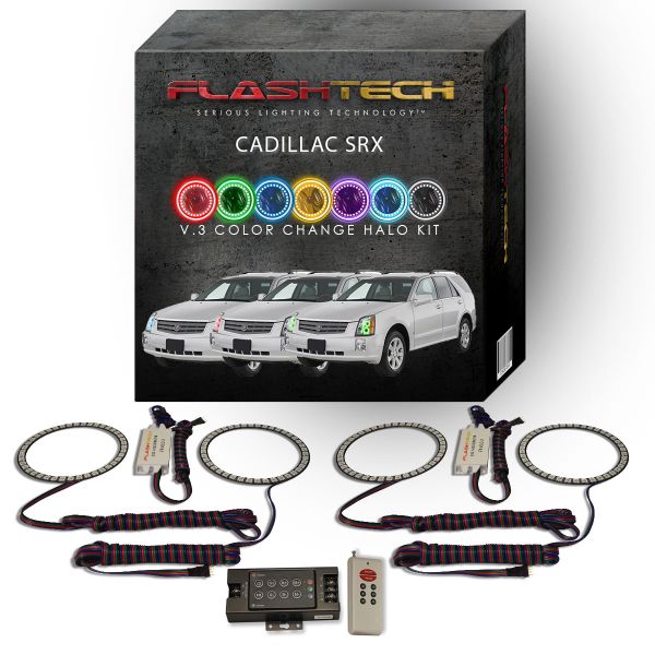 Cadillac SRX 2004-2009 V.3 Fusion Color Change LED Halo Headlight Kit with RF Remote