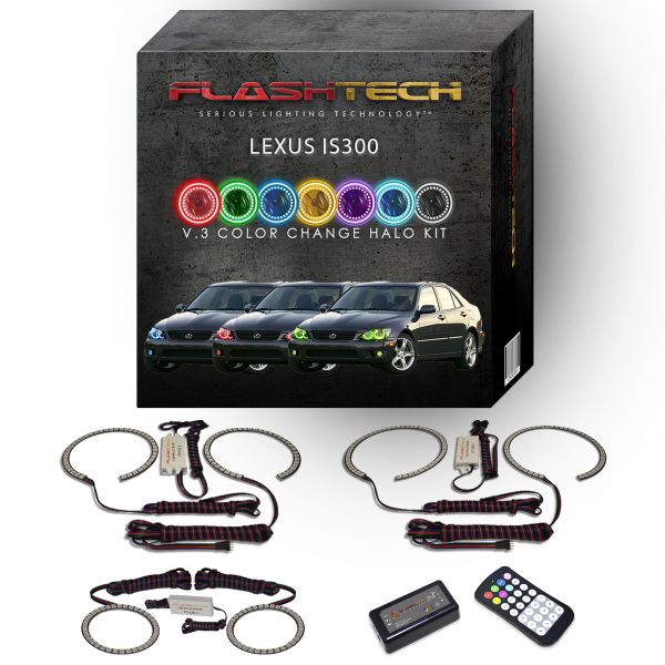 Lexus IS300 V.3 Fusion Color Change Headlight & LED Halo Fog Light Kit 2001-2005 V.3 Fusion Color Change LED Halo Headlight and Fog light Kit with Colorfuse RF Remote
