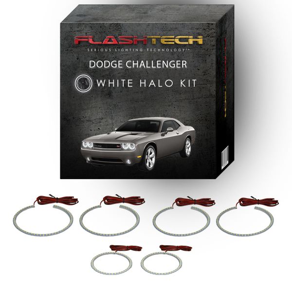 Dodge Challenger Projector White Headlight & LED Halo Fog Light Kit 2008-2014
