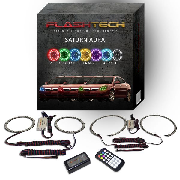 Saturn Aura 2007-2009 V.3 Fusion Color Change LED Halo Headlight Kit with Colorfuse RF Remote