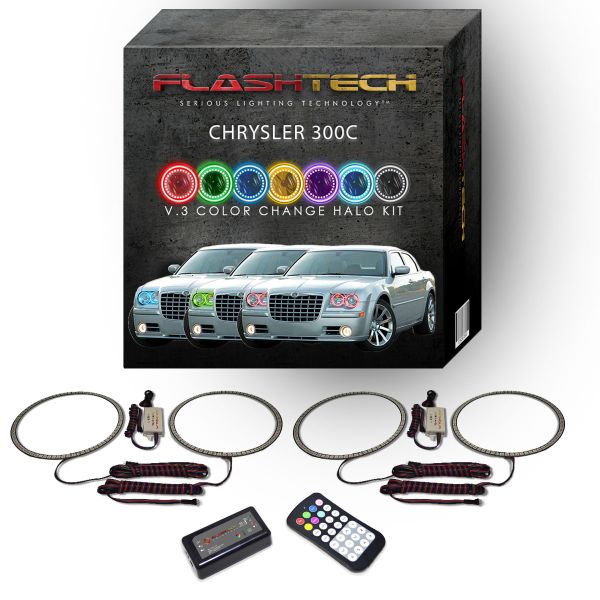 Chrysler 300c 2005-2010 V.3 Fusion Color Change LED Halo Headlight Kit with Colorfuse RF Remote