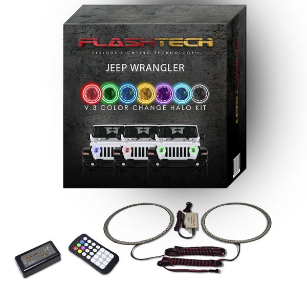 Jeep Wrangler JL 2018-2019 V.3 Fusion Color Change LED Halo Headlight Kit with Colorfuse RF Remote