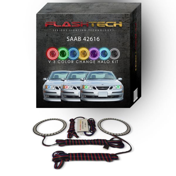 Saab 9-3 V.3 Fusion Color Change LED Halo Headlight Kit 2003-2007