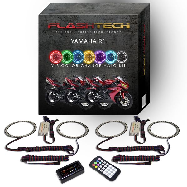 Yamaha R1 2004-2006 V.3 Fusion Color Change LED Halo Headlight Kit with Bluetooth RF Remote