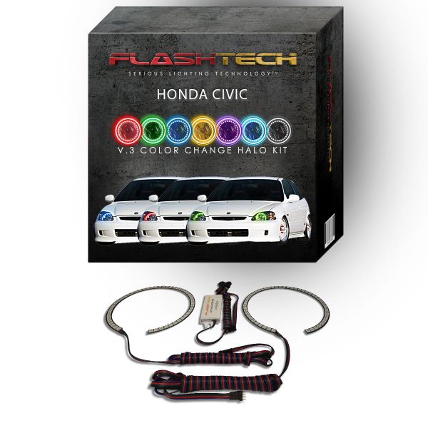 Honda Civic V.3 Fusion Color Change LED Halo Headlight Kit 1996-1998