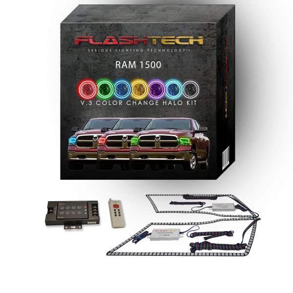 Dodge Ram Sport 2009-2016 V.3 Fusion Color Change LED Halo Headlight Kit with RF Remote