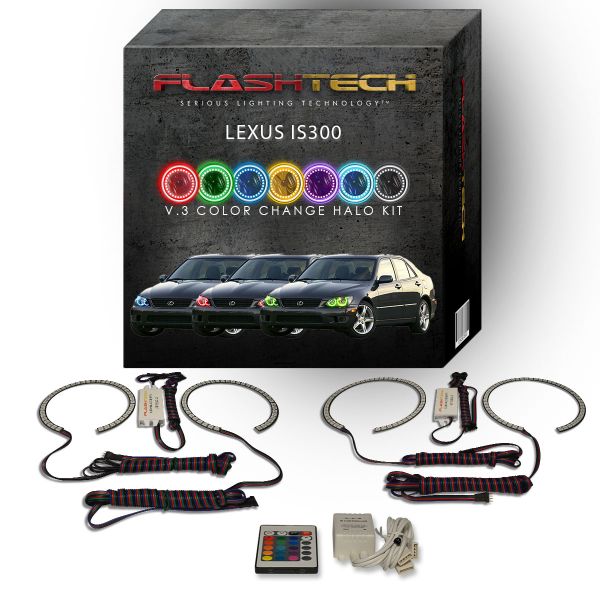 Lexus IS300 2001-2005 V.3 Fusion Color Change LED Halo Headlight Kit with IR Remote