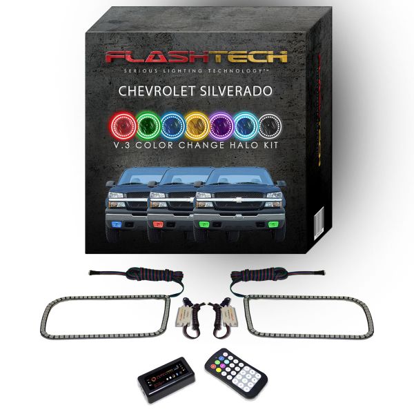 Chevrolet Silverado 2003-2006 V.3 Fusion Color Change LED Halo Fog light Kit with bluetooth RF Remote