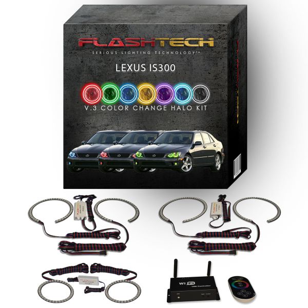 Lexus IS300 V.3 Fusion Color Change Headlight & LED Halo Fog Light Kit 2001-2005 V.3 Fusion Color Change LED Halo Headlight and Fog light Kit with Wifi Remote