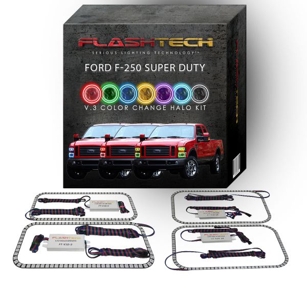 Ford 250 /Ford F350 V.3 Fusion Color Change LED Halo Headlight Kit 2008-2010