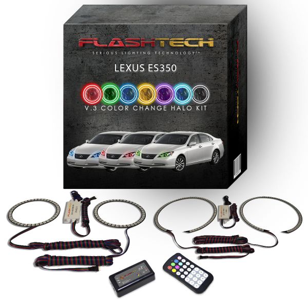 Lexus ES350 2007-2009 V.3 Fusion Color Change LED Halo Headlight Kit with Colorfuse RF Remote