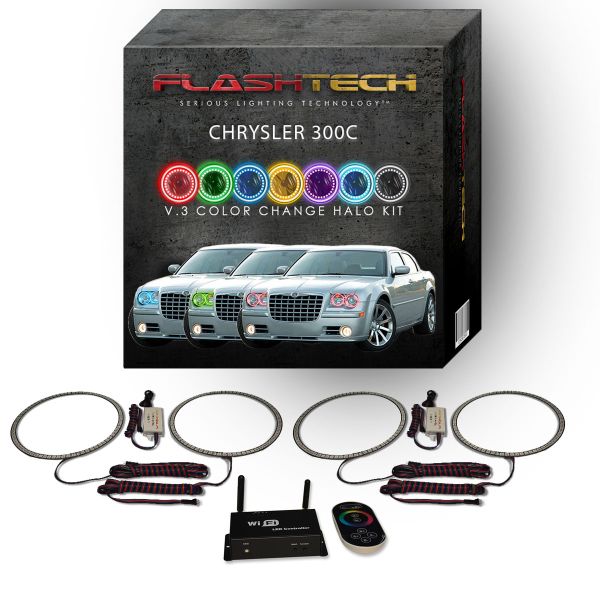Chrysler 300c 2005-2010 V.3 Fusion Color Change LED Halo Headlight Kit with Wifi Remote