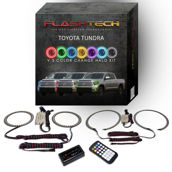Toyota Tundra V.3 Fusion Color Change Headlight & LED Halo Fog Light Kit 2014-2015 V.3 Fusion Color Change LED Halo Headlight and Fog light Kit with bluetooth RF Remote
