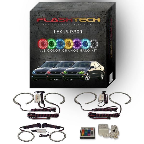 Lexus IS300 V.3 Fusion Color Change Headlight & LED Halo Fog Light Kit 2001-2005 V.3 Fusion Color Change LED Halo Headlight and Fog light Kit with IR Remote