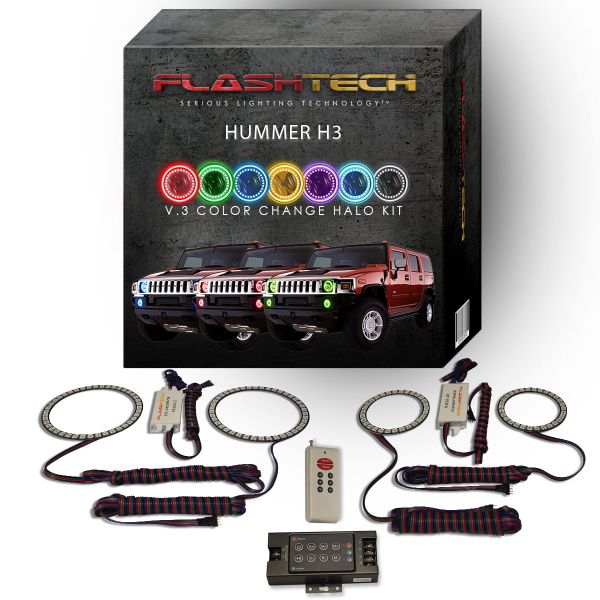 Hummer H3 V.3 Fusion Color Change Headlight & LED Halo Fog Light Kit 2006-2010 V.3 Fusion Color Change LED Halo Headlight and Fog light Kit with RF Remote