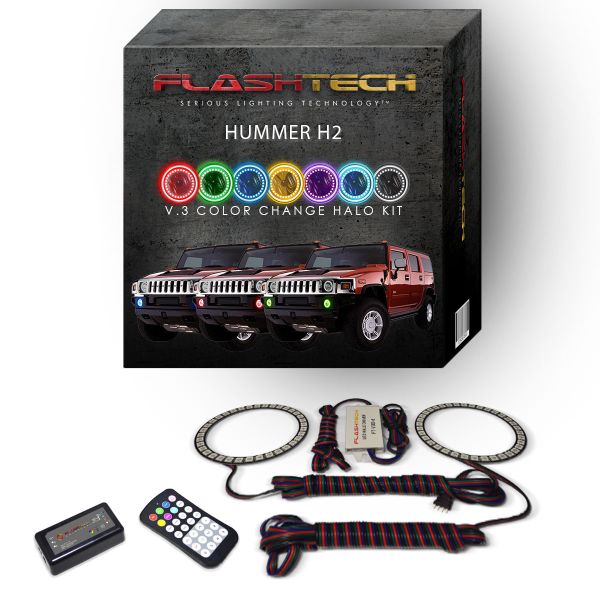Hummer H2 2003-2009 V.3 Fusion Color Change LED Halo Fog light Kit with Colorfuse RF Remote