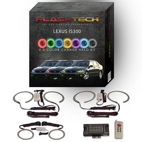 Lexus IS300 V.3 Fusion Color Change Headlight & LED Halo Fog Light Kit 2001-2005 V.3 Fusion Color Change LED Halo Headlight and Fog light Kit with RF Remote