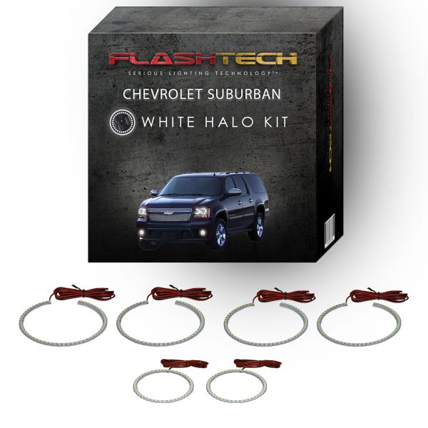 Chevrolet Suburban White Headlight & LED Halo Fog Light Kit 2007-2013