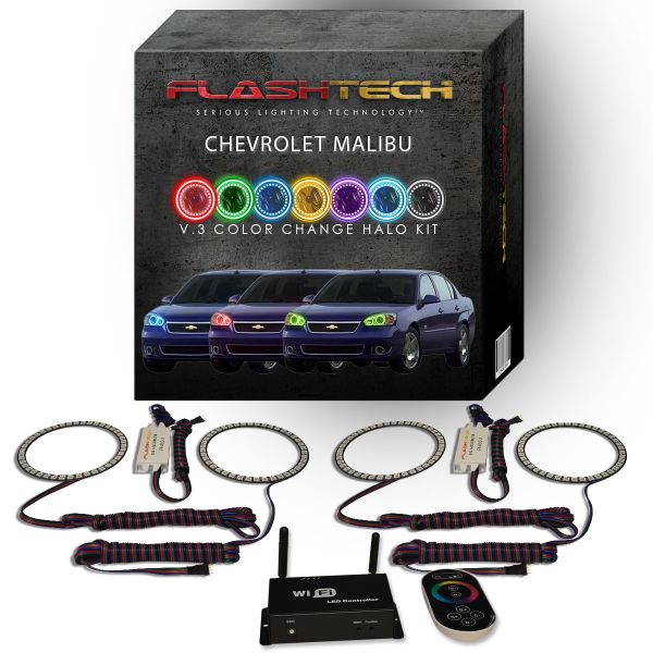 Chevrolet Malibu 2004-2007 V.3 Fusion Color Change LED Halo Headlight Kit with Wifi Remote