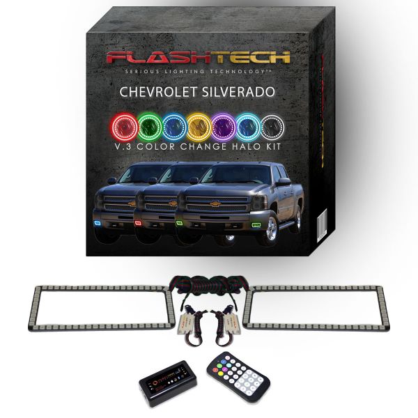 Chevrolet Silverado 2007-2013 V.3 Fusion Color Change LED Halo Fog light Kit with App Control RF Remote