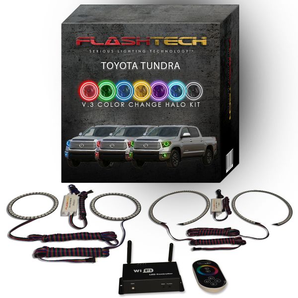 Toyota Tundra V.3 Fusion Color Change Headlight & LED Halo Fog Light Kit 2014-2015 V.3 Fusion Color Change LED Halo Headlight and Fog light Kit with Wifi Remote