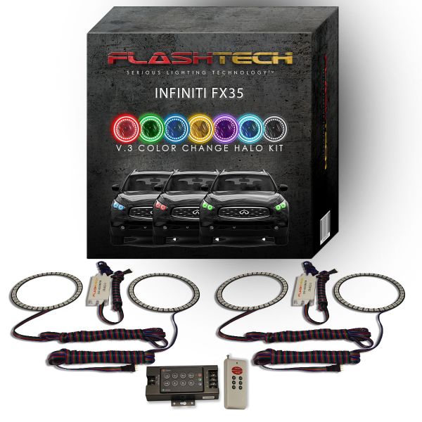 Infiniti FX35 2009-2012 V.3 Fusion Color Change LED Halo Headlight Kit with RF Remote