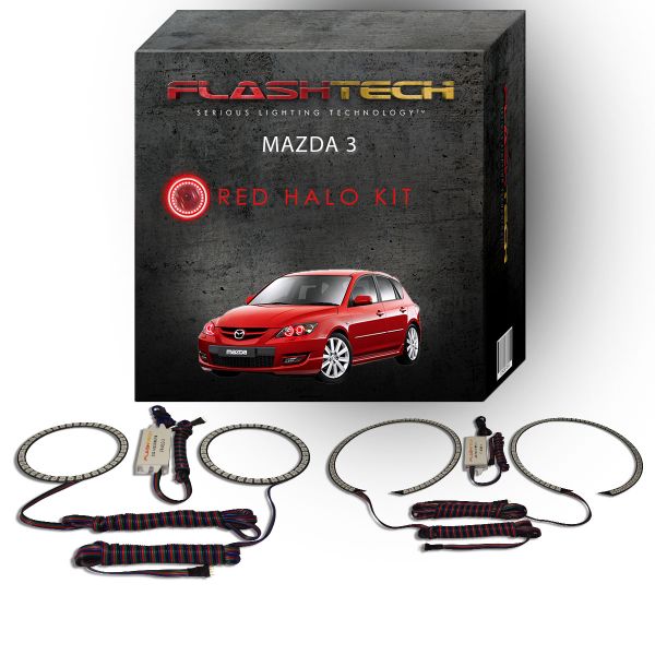 Mazda 3 2004-2009 Red LED Halo Headlight Kit